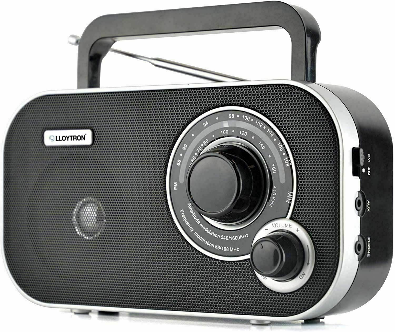 LLOYTRON CALYPSO 2 BAND AM/FM PORTABLE RADIO BLACK with INTEGRAL CARRY HANDLE