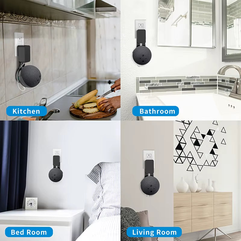Outlet Wall Mount Stand for Alexa Echo Dot 4Th 5Th Gen with Built-In Cable Management Shelf Space-Saving Accessories