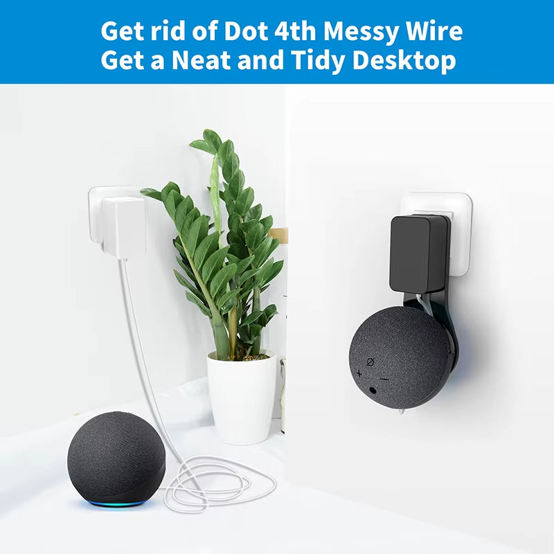 Outlet Wall Mount Stand for Alexa Echo Dot 4Th 5Th Gen with Built-In Cable Management Shelf Space-Saving Accessories
