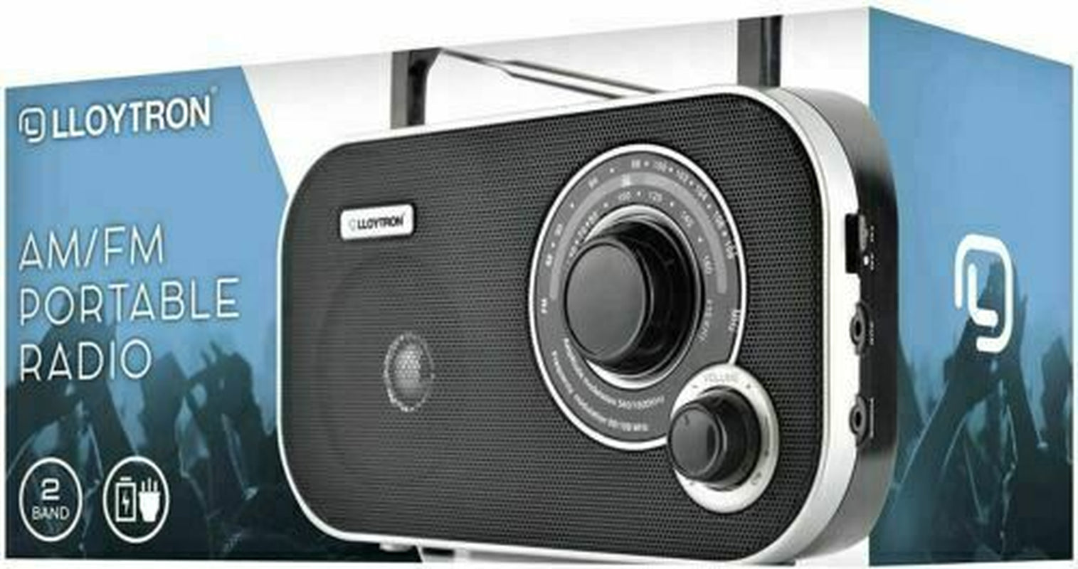 LLOYTRON CALYPSO 2 BAND AM/FM PORTABLE RADIO BLACK with INTEGRAL CARRY HANDLE