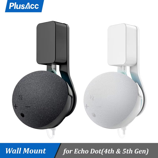 Outlet Wall Mount Stand for Alexa Echo Dot 4Th 5Th Gen with Built-In Cable Management Shelf Space-Saving Accessories